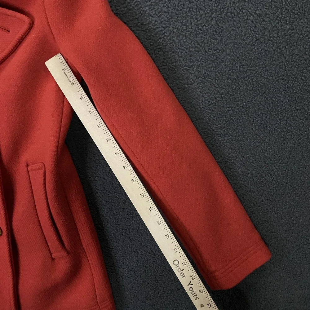 J Crew Coat Womens 4 Orange Stadium Cloth‎ Peacoat Nello Gori Gold Buttons